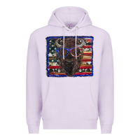 Lilac bison with american flag and glasses Premium Hoodie - RanaPortraitStore
