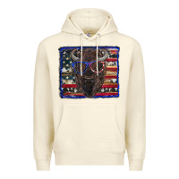 Sandshell bison with american flag and glasses Premium Hoodie - RanaPortraitStore