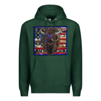 Sports Green bison with american flag and glasses Premium Hoodie - RanaPortraitStore