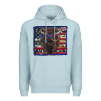 Blue Mist bison with american flag and glasses Premium Hoodie - RanaPortraitStore
