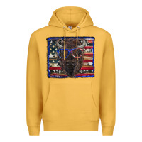 Mustard bison with american flag and glasses Premium Hoodie - RanaPortraitStore