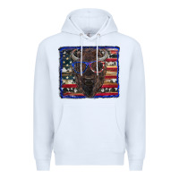 White bison with american flag and glasses Premium Hoodie - RanaPortraitStore