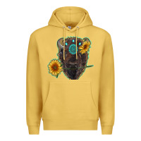 Antique Gold bison head with sunflowers and gemstone Premium Hoodie - RanaPortraitStore