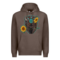 Coffee bison head with sunflowers and gemstone Premium Hoodie - RanaPortraitStore
