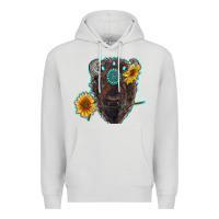 Dove Grey bison head with sunflowers and gemstone Premium Hoodie - RanaPortraitStore