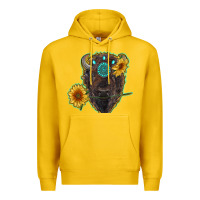 Lemon bison head with sunflowers and gemstone Premium Hoodie - RanaPortraitStore
