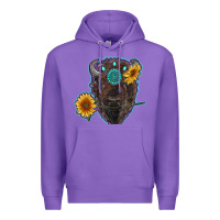 Purple bison head with sunflowers and gemstone Premium Hoodie - RanaPortraitStore