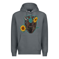 Rock bison head with sunflowers and gemstone Premium Hoodie - RanaPortraitStore