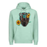 Seafoam bison head with sunflowers and gemstone Premium Hoodie - RanaPortraitStore
