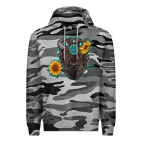 Slate Camo bison head with sunflowers and gemstone Premium Hoodie - RanaPortraitStore