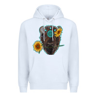 White bison head with sunflowers and gemstone Premium Hoodie - RanaPortraitStore