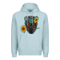 Blue Mist bison head with sunflowers and gemstone Premium Hoodie - RanaPortraitStore