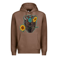 Chestnut bison head with sunflowers and gemstone Premium Hoodie - RanaPortraitStore