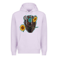 Lilac bison head with sunflowers and gemstone Premium Hoodie - RanaPortraitStore