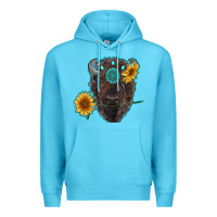 Ocean Blue bison head with sunflowers and gemstone Premium Hoodie - RanaPortraitStore