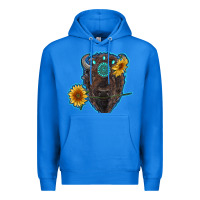 True Royal bison head with sunflowers and gemstone Premium Hoodie - RanaPortraitStore