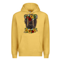 Antique Gold bison face with flowers Premium Hoodie - RanaPortraitStore