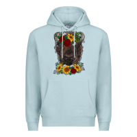 Blue Mist bison face with flowers Premium Hoodie - RanaPortraitStore