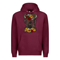 Burgundy bison face with flowers Premium Hoodie - RanaPortraitStore