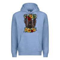 Colony Blue bison face with flowers Premium Hoodie - RanaPortraitStore