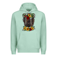 Seafoam bison face with flowers Premium Hoodie - RanaPortraitStore