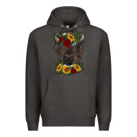 Smoke bison face with flowers Premium Hoodie - RanaPortraitStore
