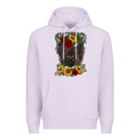 Lilac bison face with flowers Premium Hoodie - RanaPortraitStore
