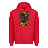 Red bison face with flowers Premium Hoodie - RanaPortraitStore