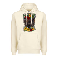 Sandshell bison face with flowers Premium Hoodie - RanaPortraitStore