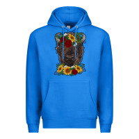 True Royal bison face with flowers Premium Hoodie - RanaPortraitStore