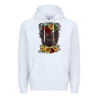 White bison face with flowers Premium Hoodie - RanaPortraitStore