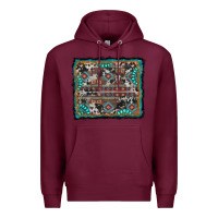 Burgundy aztec background with gemstone and cowhide Premium Hoodie - RanaPortraitStore