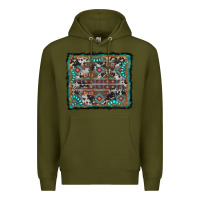 Army Green aztec background with gemstone and cowhide Premium Hoodie - RanaPortraitStore