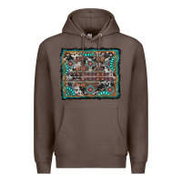 Coffee aztec background with gemstone and cowhide Premium Hoodie - RanaPortraitStore