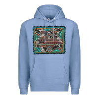 Colony Blue aztec background with gemstone and cowhide Premium Hoodie - RanaPortraitStore
