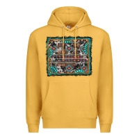 Mustard aztec background with gemstone and cowhide Premium Hoodie - RanaPortraitStore