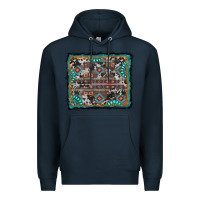 Navy aztec background with gemstone and cowhide Premium Hoodie - RanaPortraitStore