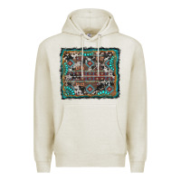 Oatmeal Heather aztec background with gemstone and cowhide Premium Hoodie - RanaPortraitStore
