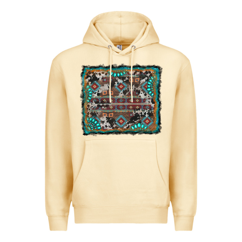 Aztec Background With Gemstone And Cowhide Premium Hoodie by RanaPortraitStore | Teevron