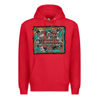 Red aztec background with gemstone and cowhide Premium Hoodie - RanaPortraitStore