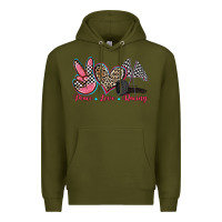 Army Green peace love racing Premium Hoodie - Zillion Design Studio