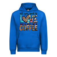 Cobalt all you need is love and a good cup of coffee Urban Hoodie - Zillion Design Studio