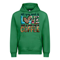 Emerald all you need is love and a good cup of coffee Urban Hoodie - Zillion Design Studio