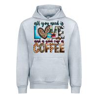 Heather Grey all you need is love and a good cup of coffee Urban Hoodie - Zillion Design Studio