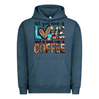 Pigment Midnight Navy all you need is love and a good cup of coffee Urban Hoodie - Zillion Design Studio