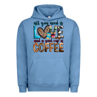 Pigment Pebble Blue all you need is love and a good cup of coffee Urban Hoodie - Zillion Design Studio