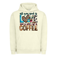 Pigment Pistachio all you need is love and a good cup of coffee Urban Hoodie - Zillion Design Studio