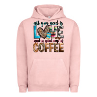 Pigment Salmon all you need is love and a good cup of coffee Urban Hoodie - Zillion Design Studio