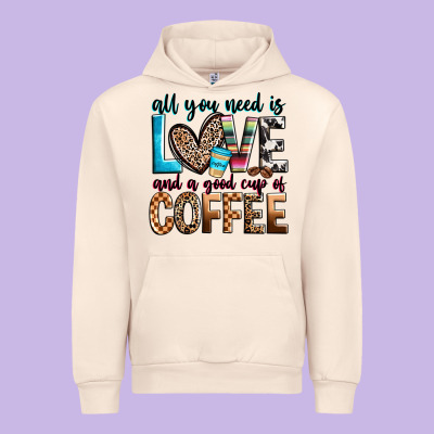 All You Need Is Love And A Good Cup Of Coffee Urban Hoodie Designed By Zillion Design Studio