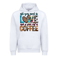 White all you need is love and a good cup of coffee Urban Hoodie - Zillion Design Studio